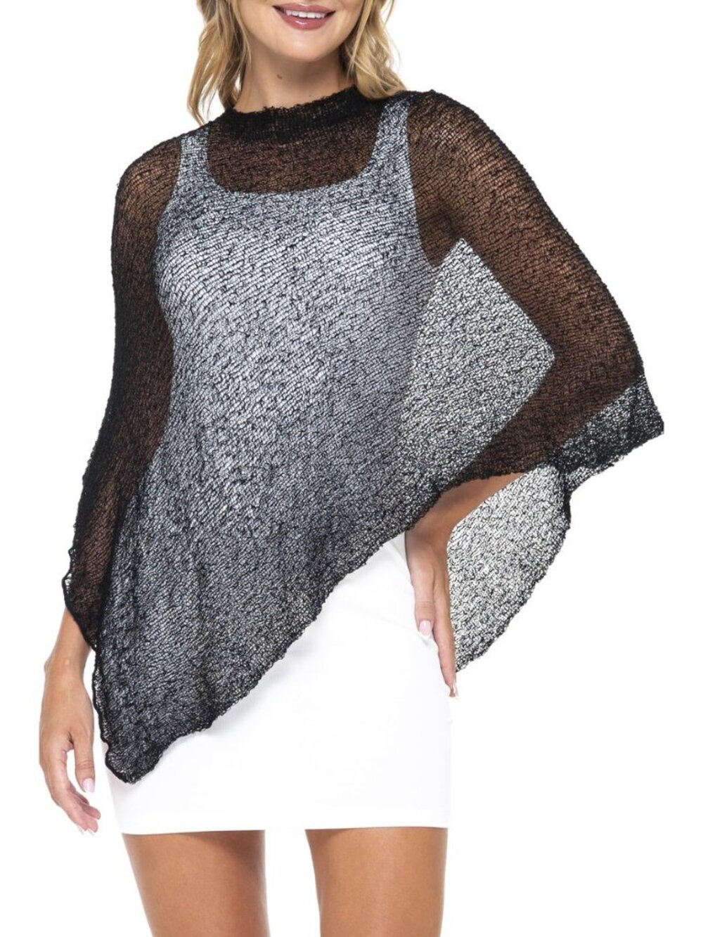 Womens Sheer Knit Poncho Shrug Lightweight Cover Up One Size Fits Most